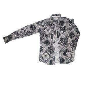 Kids Black and White Patterned Button Down Shirt